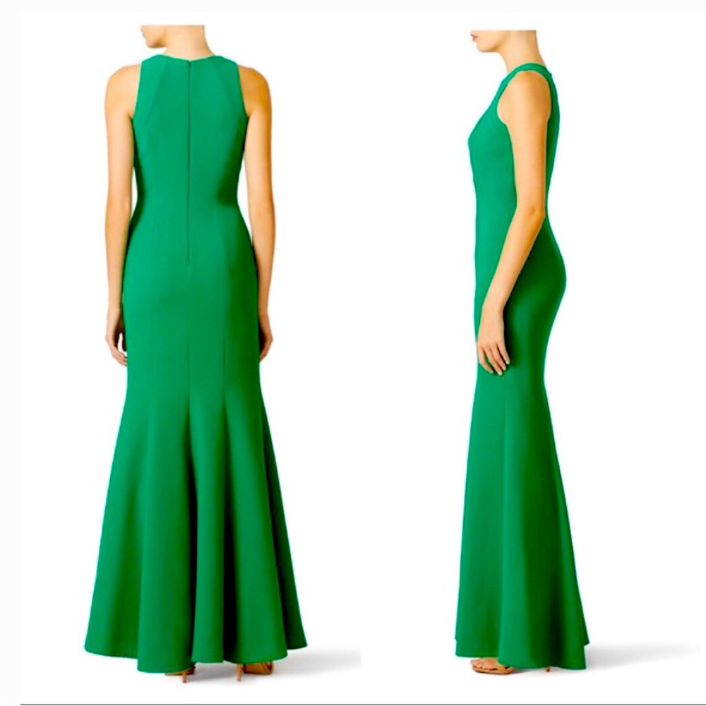Carmen Marc Valvo emerald green crepe dress Size 4.